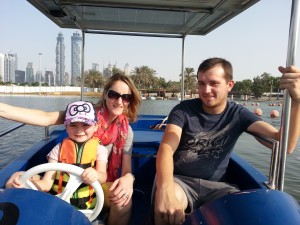 Cruising around a lake in Safa Park.